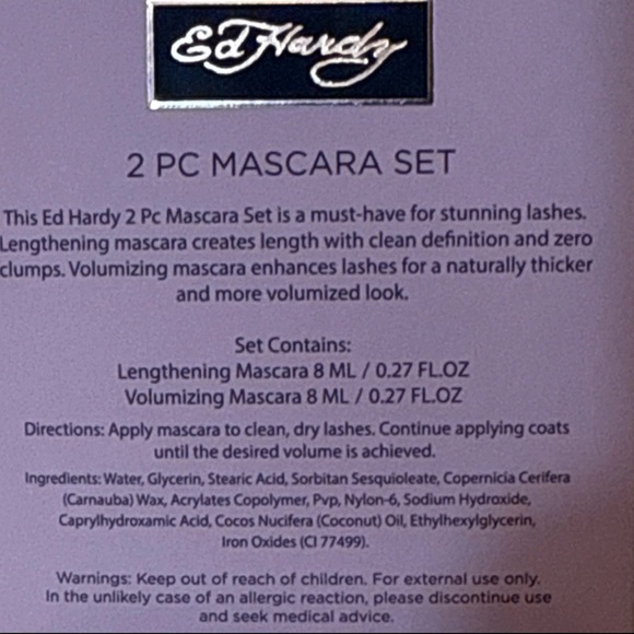 Ed Hardy Lash Queen Mascara 2 PC Set Length & Volume Full Size ~NIB~ - Picture 5 of 6